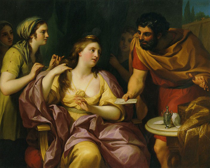 Semiramis Receives News of the Babylonian Revolt by Anton Raphael Mengs. Now in the Neues Schloss, Bayreuth